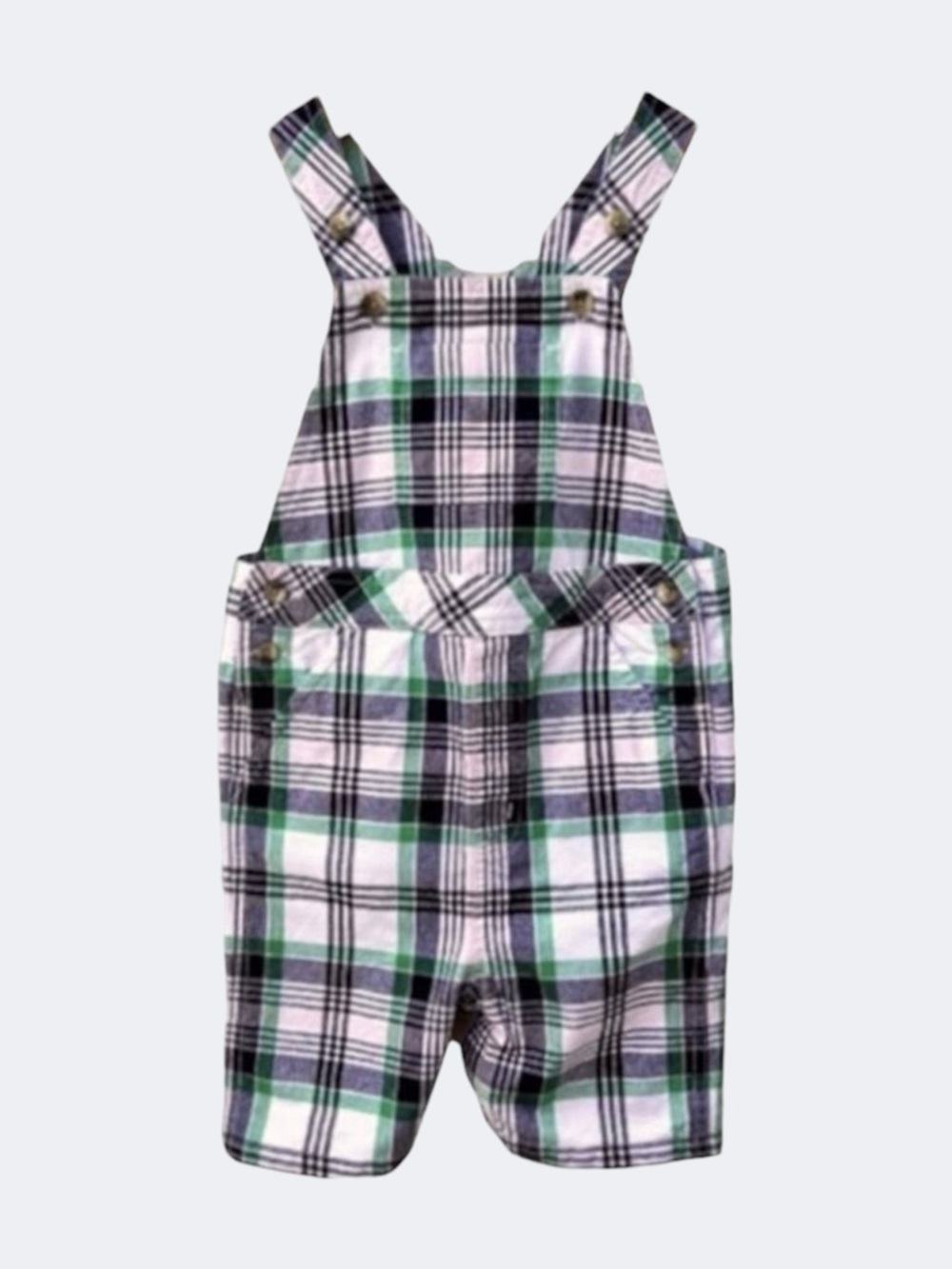 Janie And Jack Boys Plaid Shortalls Size 18-24 Months Cotton Spring Preppy